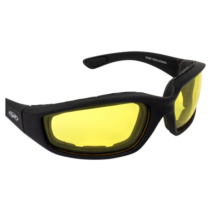 Global Vision Eyewear Kickback Safety Motorcycle Glasses with Yellow Lenses, 5 of 7