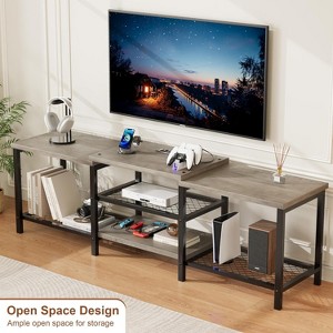 67 Inch Industrial TV Stand, Open Storage Shelves, Wooden Console Cabinet with Metal Frame, Modern Media Console Table, for Living Room - 1 of 4
