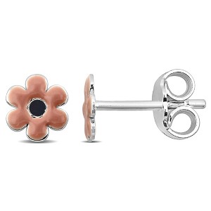 EVERLY JEWELRY | Sterling Silver Pink Enamel Flower Stud Earrings - 1 of 4