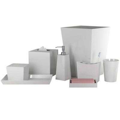 8pc Elegant Resin Bath Accessory Set for Vanity Counter Tops White - Nu Steel