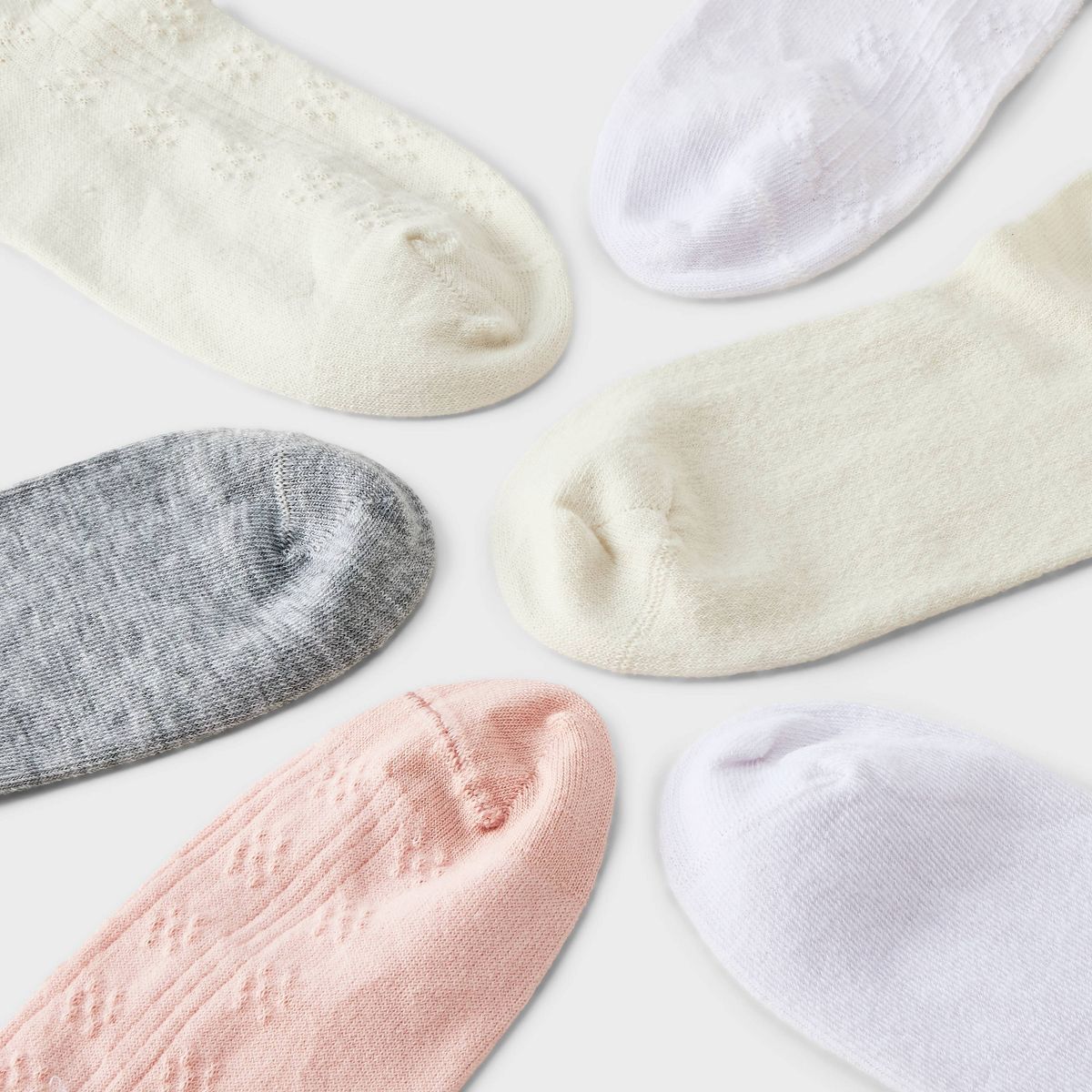 Girls' 6pk Pointelle Scallop Edge Ankle Dress Socks - Cat & Jack™ - thumbnail 3