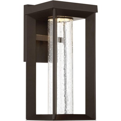 Minka Lavery Modern Outdoor Wall Light Fixture Oil Rubbed Bronze LED 16" Clear Seeded Glass for Post Exterior Porch Yard Patio