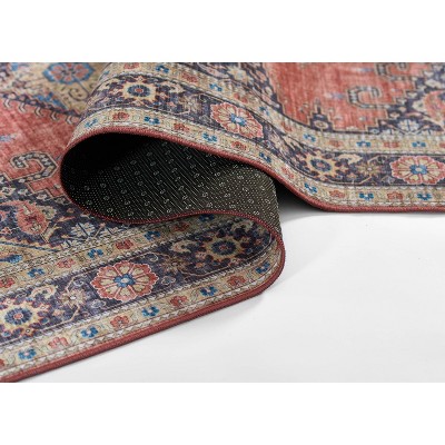 Rust Rectangular Synthetic Persian-Inspired Area Rug