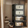 SKRAN Foldable Storage Cabinet with Lids, 5 Tier Stackable Storage Bins with Magnetic Door and Brake Casters for Toys and Home Organization - 2 of 4