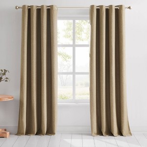 52"x84" Lush Decor Meena Slub 100% Blackout Window Curtain Panels Golden Wheat Pair - 1 of 4