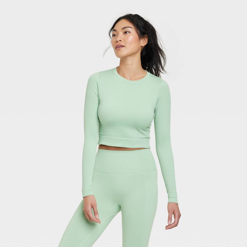 Women's Seamless Long Sleeve Crop Top - All In Motion™, 1 of 9