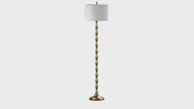 Aurelia Antique Gold Adjustable Floor Lamp with Off-White Shade