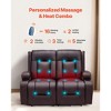 VEVOR Loveseat Recliner Sofa, Power Reclining Couch with Heating&Massage and Timer,PU Leather Electric Recliner Sofa with USB Ports,Cup Holders,Brown - 4 of 4