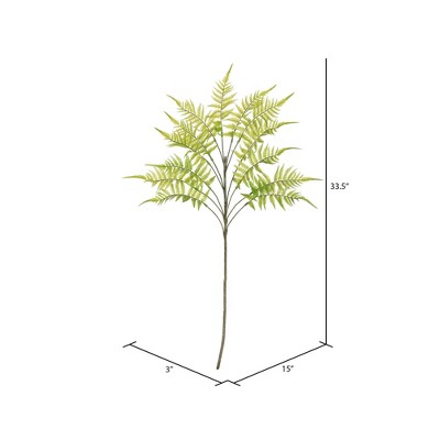 33.5" Green Artificial Fern Leaves Spray for Outdoor Decor