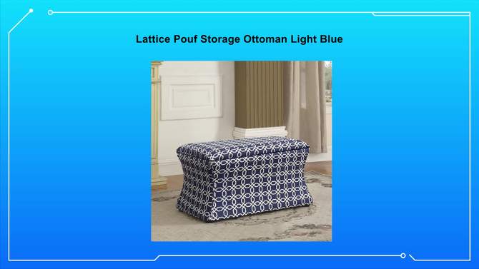 Lattice Pouf Storage Ottoman Light Blue - Ore International, 2 of 5, play video