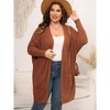 Coolmee Womens Plus Size Cardigan Long Sleeves Mid Length Knit Sweater Open Front Casual Coat With Pockets - 2 of 4