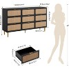 Rattan 9-Drawer Dresser w/ Deep Storage & Wide Top - Tall Wood Frame Chest,Large Long Wooden Dresserfor Bedroom/Living Room/Hallway/Nursery - 2 of 4