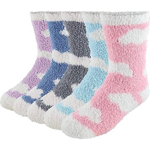 Market & Layne Women's 5 Pair Fuzzy Socks, Adults Super Comfy Socks  (Jacquard)