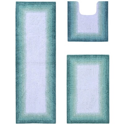 Torrent Collection 3 Piece 100% Soft Cotton Tufted Weave Bath Rug Set, Ombre Pattern, Super Soft & Absorbent, Machine Washable Bathroom Mats