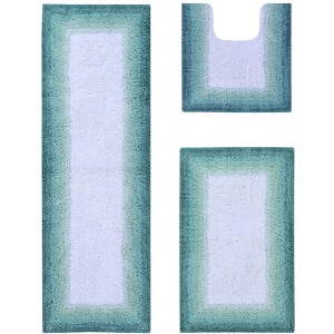 Torrent Collection 3 Piece 100% Soft Cotton Tufted Weave Bath Rug Set, Ombre Pattern, Super Soft & Absorbent, Machine Washable Bathroom Mats - 1 of 4