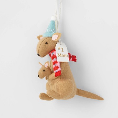 Plush Kangaroo and Baby Number 1 Mom Christmas Tree Ornament - Wondershop™