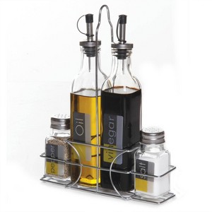 Gibson Home 5pc Glass Condiment Set: Clear Condiment Caddy & Server, Dishwasher-Safe, 8.5 Volume Capacity - 1 of 3