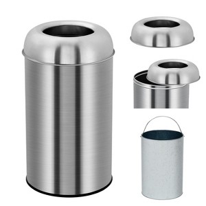 Open Top Trash Can, Round Garbage Can with Removable Inner Wastebasket, Commercial Stainless Steel Rubbish Bin for Home Office Restaurant - 1 of 4