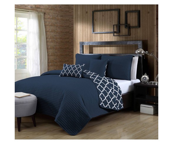 Geneva Home Fashions Twin 4pc Avondale Manor Griffin Quilt & Sham Set Navy