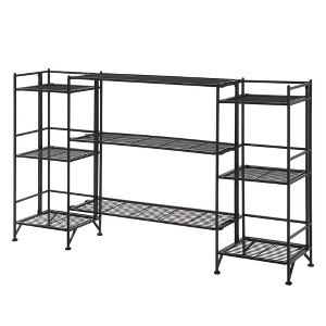 Breighton Home 32.5" Xtra Storage 3 Tier Folding Metal Shelves with Set of 3 Deluxe Extension Shelves in Black - 1 of 4