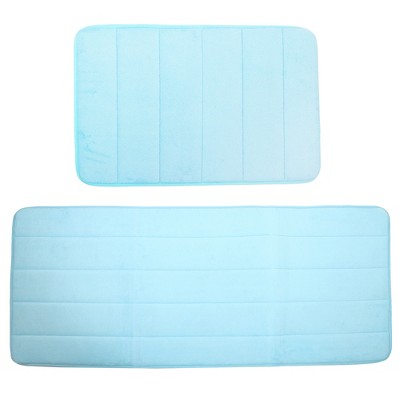 Unique Bargains Machine Washable Memory Foam Bathroom Non Slip Soft Bath Rugs 2 Pcs