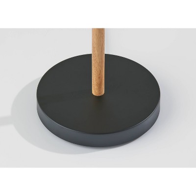 Palmer 22'' Black and Natural Wood Contemporary Floor Lamp