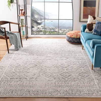 Hand-Knotted Ivory/Grey Round Synthetic Area Rug, 8' x 10'