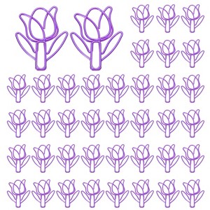 Unique Bargains Metal Tulip Shape Cute Bookmarks Paper Clip for Fun Office Supplies 40 Pcs - 1 of 4
