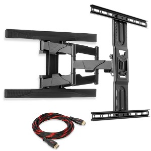 Mount Factory Full Motion TV Wall Mount -  Swivel Bracket fit Televisions from 42" - 70" up to VESA 400 x 600 - Tilt Swing Out Arm - 10' HDMI Cable - 1 of 4