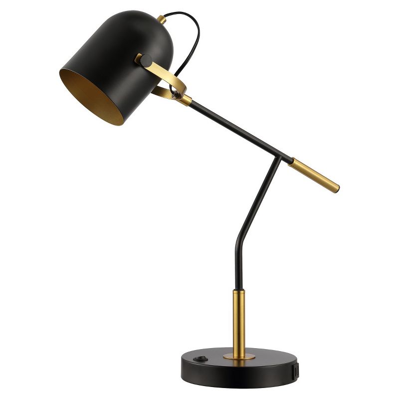 Mulaney 22 Inch Table Lamp with USB Port - Black/Brass - Safavieh., 1 of 5