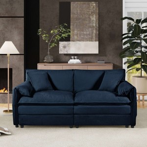 ORRD Oversized Chenille Loveseat Sofa, 2-Seater Deep Seat Cloud Couch, Modern DIY Sofa, Black - 1 of 4