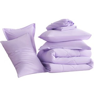 5/7 Pieces Microfiber Comforter Set, Breathable Down Alternative Bedding Set, All Season Bed in a Bag - NTBAY - 1 of 4