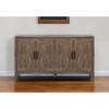 HomeRoots 60" Natural and Brown Distressed Carved Geometric Sideboard with Four Doors - 2 of 4