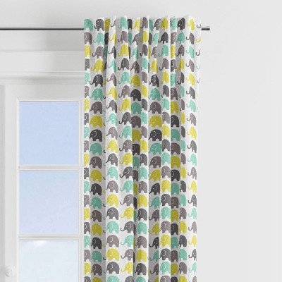 Bacati - Elephants Mint/Yellow/Grey Curtain Panel
