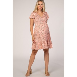 PinkBlush Pink Floral Ruffle Accent Maternity Dress - 1 of 4