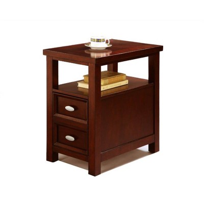 Spacious Chairside Table with 1 Drawer and 1 Open Shelf Brown - Benzara