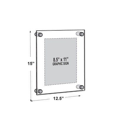 Clear Acrylic Floating Wall Frame with Silver Caps, 32" x 42"
