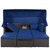 Outdoor Patio Daybed with Retractable Canopy, Sectional Seating Set with Adjustable Table and Washable Cushions for Garden or Backyard-Maison Boucle - 3 of 4