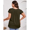 Womens Plus Size Short Sleeve Loose Fit Pleated Casual Shirts - 2 of 3