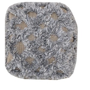 HomeRoots 18" Natural and Gray Wool Cotton Blend Cube Geometric Pouf Ottoman - 1 of 4