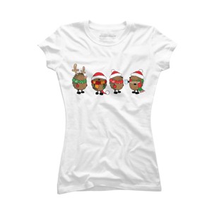 Junior's Design By Humans Christmas hedgehogs By Mangulica T-Shirt - 1 of 3