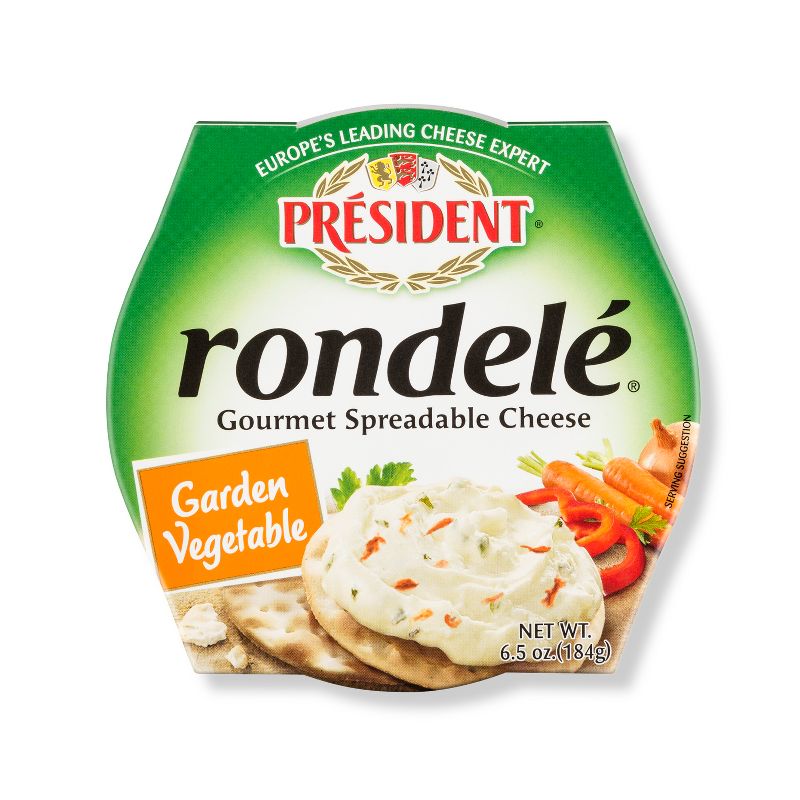 President Rondele Gourmet Spreadable Cheese Garden Vegetable - 6.5oz, 1 of 4