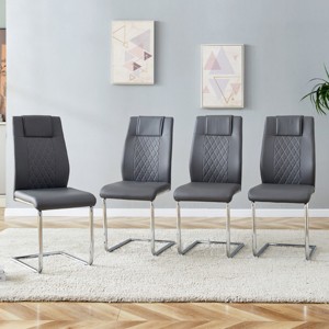 Set of 4 Modern PU Leather Upholstered Dining Chairs with High Back and Metal Legs for Living Room,Kitchen-Baofuwish - 1 of 4