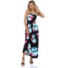 Women Strapless Maxi Boho Vintage Summer Beach Floral Print Hawaiian Party Long Dress - 3 of 4
