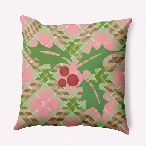 Pink plaid online pillow