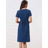 cheibear Women's Tie Back Casual V-Neck Maternity Short Sleeve Lounge Dress - image 3 of 4