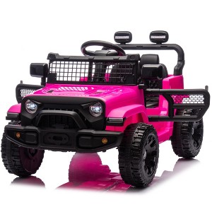 12V 2WD Kids Ride on Jeep Car, Ride on UTV Toys W/2.4G Remote, 4-wheel suspension, Bluetooth & Music, MP3, LED Lights - 1 of 4