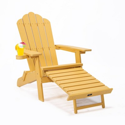 Outdoor Folding Adirondack Chair with Footrest & Cup Holder - BANSA ROSE
