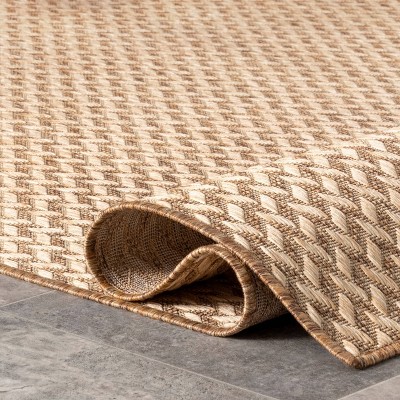 Camryn Brown Herringbone 8' x 10' Synthetic Indoor/Outdoor Rug