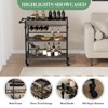 Gray 3-Tier Rolling Metal Bar Cart – Built-In Wine Rack & Removable Tray, Functional Serving Cart for Kitchen, Dining Room & Living Room - 2 of 4